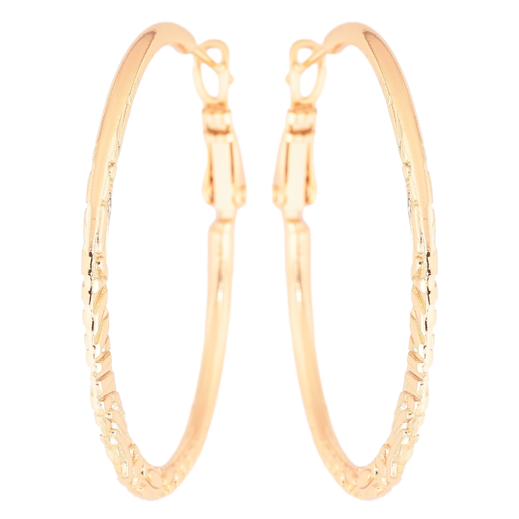 Сережки Xuping Позолота 18K кільця (конго) «Декоративний візерунок» ø 3.8см фото №4 Сережки Xuping Позолота 18K кільця (конго) «Декоративний візерунок» ø 3.8см фото №4