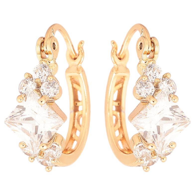 Сережки Xuping Позолота 18K замок-шпилька «Візерунок з кристалів» фото №1