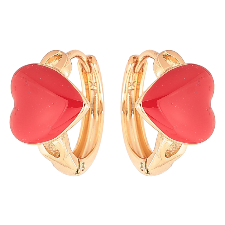 Сережки Xuping Позолота 18K колечка Сердечка з червоною емаллю» фото №3 Сережки Xuping Позолота 18K колечка Сердечка з червоною емаллю» фото №3