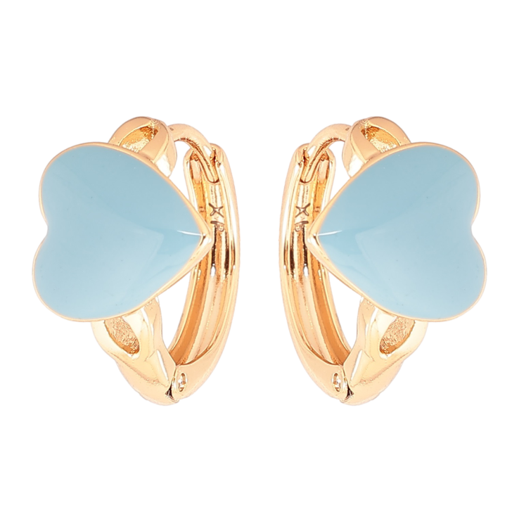 Сережки Xuping Позолота 18K колечка Сердечка з блакитною емаллю» фото №5 Сережки Xuping Позолота 18K колечка Сердечка з блакитною емаллю» фото №5