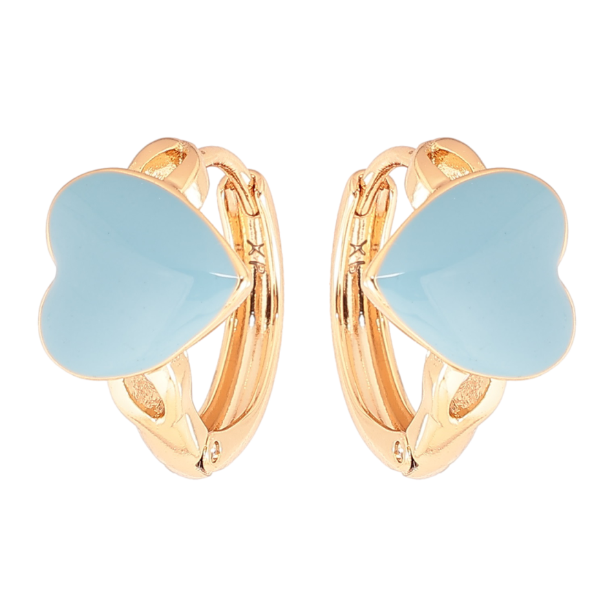 Сережки Xuping Позолота 18K колечка Сердечка з блакитною емаллю» фото №1 Сережки Xuping Позолота 18K колечка Сердечка з блакитною емаллю» фото №1