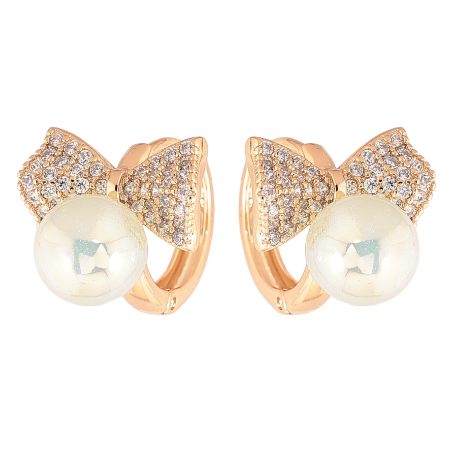 Сережки Xuping Позолота 18K колечка «Банти з м'ятно-райдужними перлинами» фото №1