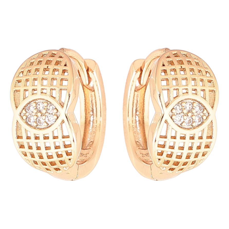 Сережки Xuping Позолота 18K колечка «Різьблений візерунок з кристалами» фото №1