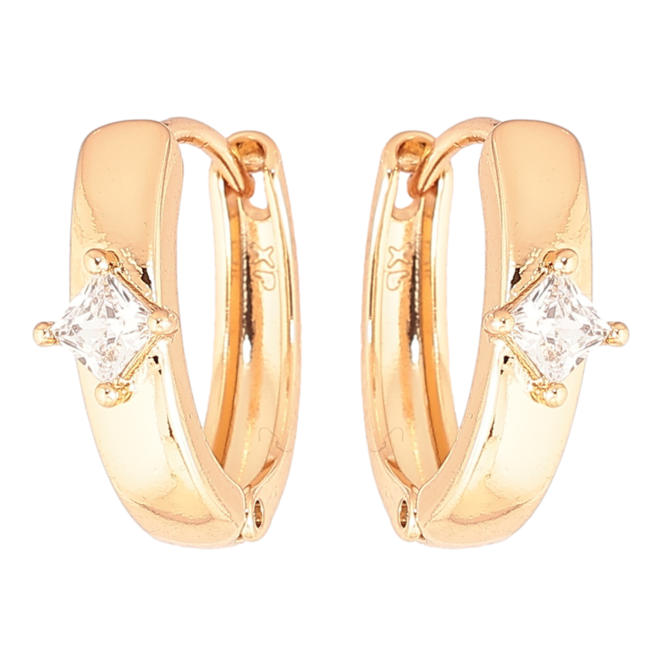 Сережки Xuping Позолота 18K колечка «Візерунок з кристалом» фото №8 Сережки Xuping Позолота 18K колечка «Візерунок з кристалом» фото №8