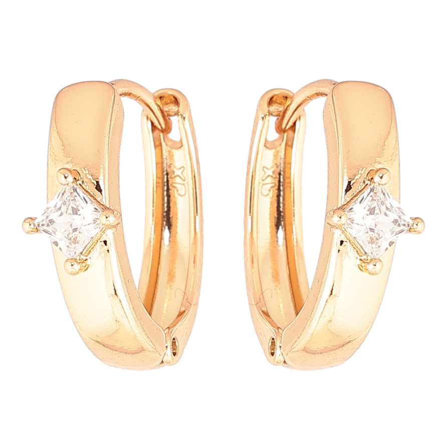 Серьги Xuping Позолота 18K колечки Узор с кристаллом фото №1