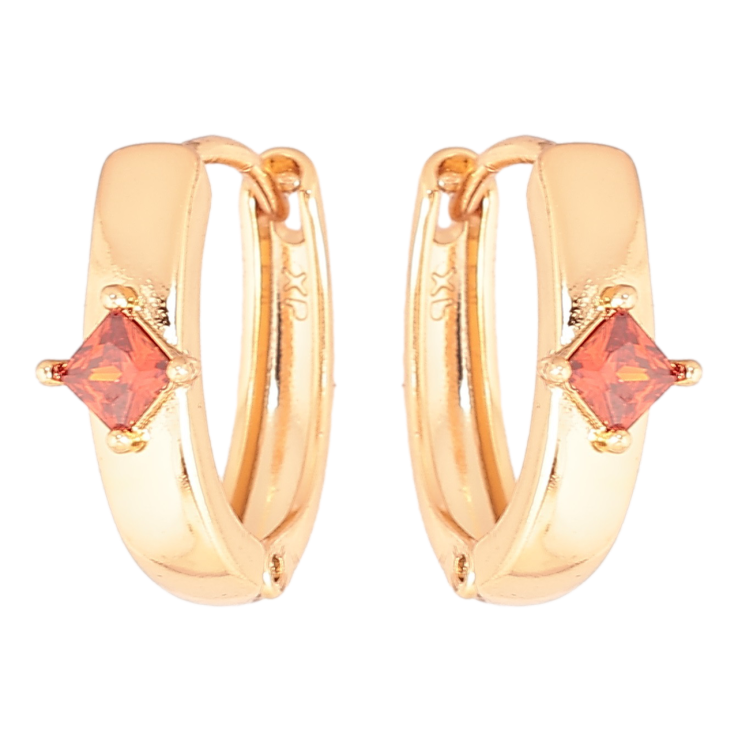 Сережки Xuping Позолота 18K колечка «Візерунок з червоним кристалом» фото №3