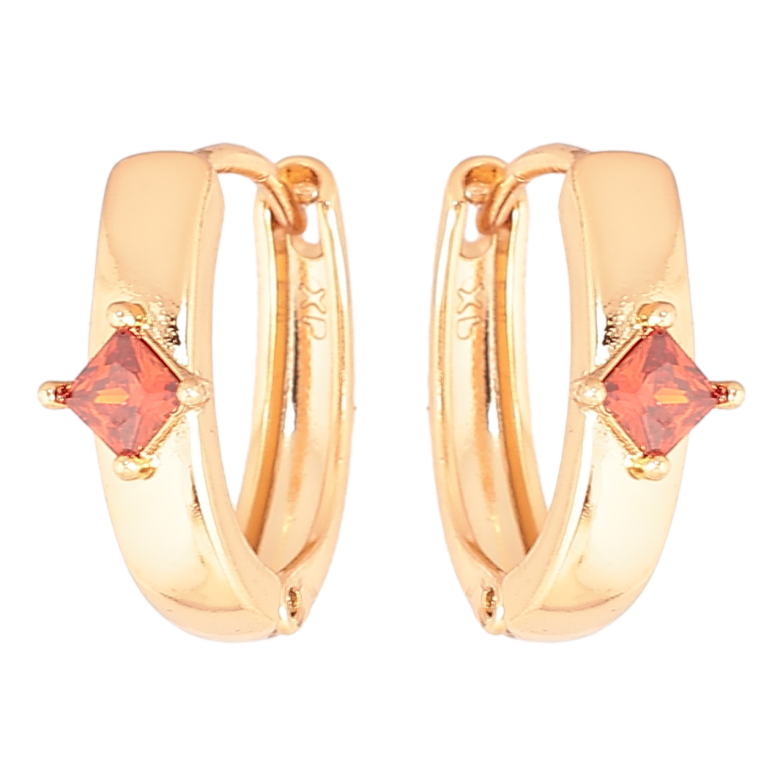 Сережки Xuping Позолота 18K колечка «Візерунок з червоним кристалом» фото №1