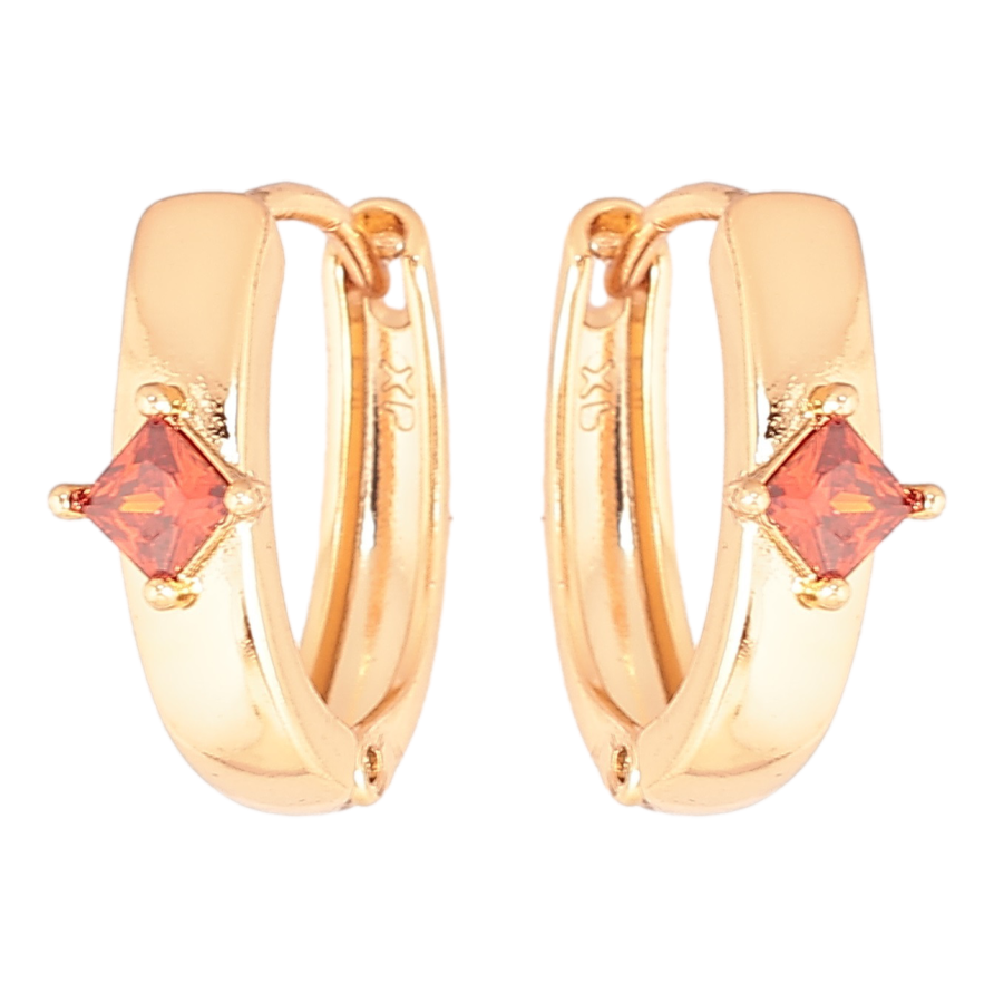 Сережки Xuping Позолота 18K колечка «Візерунок з червоним кристалом» фото №1