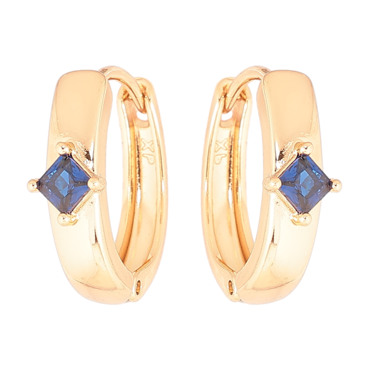 Сережки Xuping Позолота 18K колечка «Візерунок з синім кристалом» фото №4