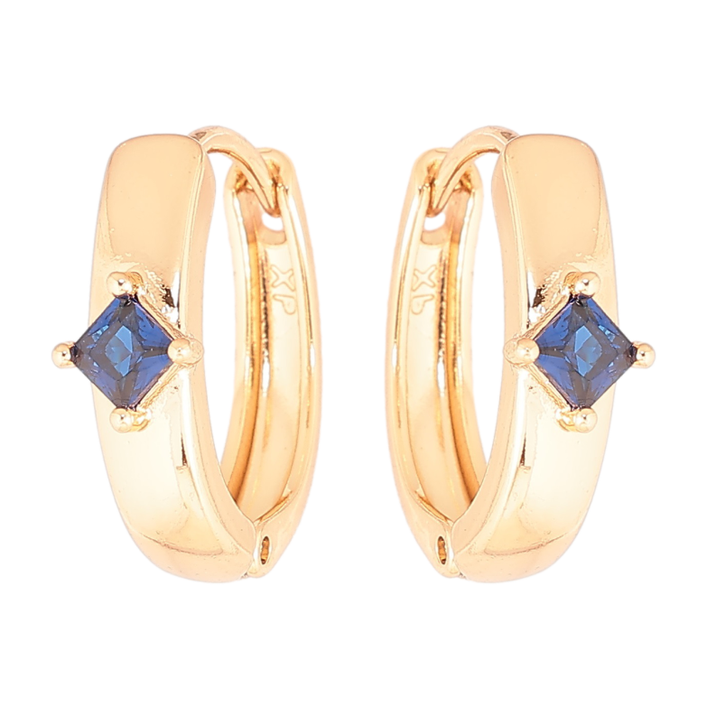 Серьги Xuping Позолота 18K колечки Узор с синим кристаллом фото №5