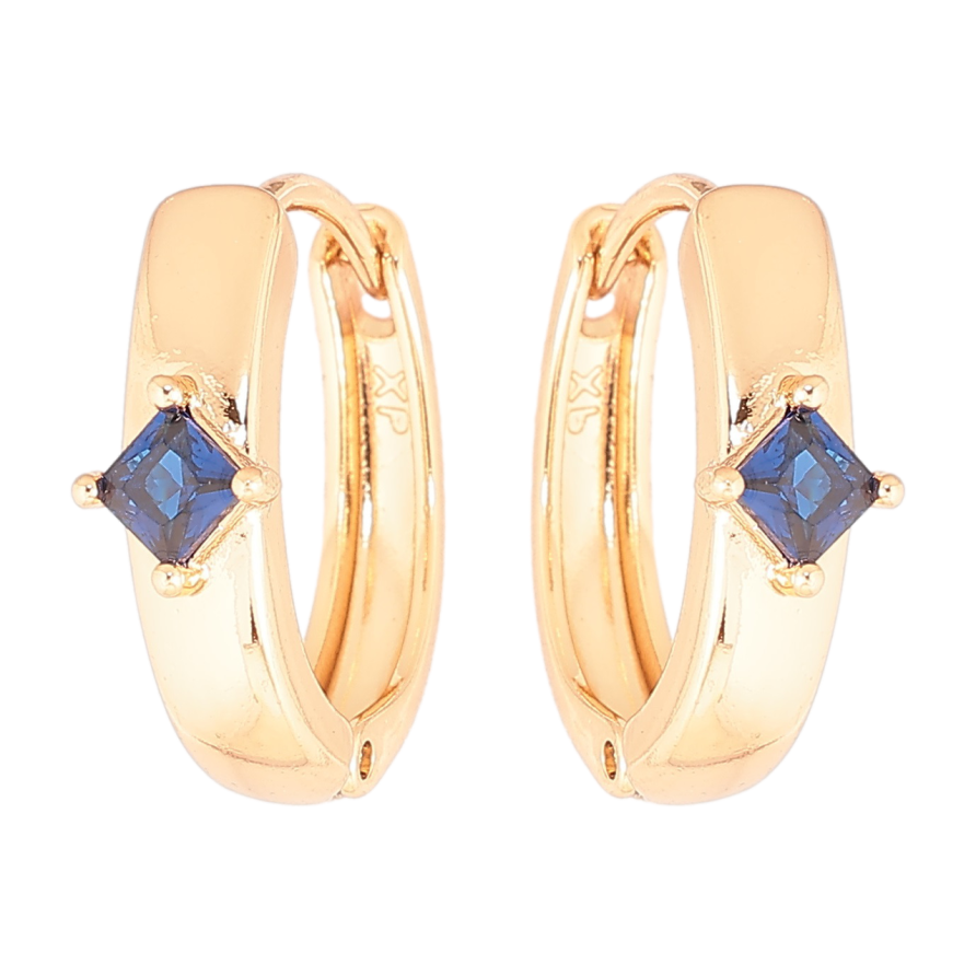 Сережки Xuping Позолота 18K колечка «Візерунок з синім кристалом» фото №1