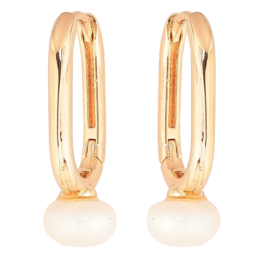 Сережки Xuping Позолота 18K колечка «Овали з перлинами» фото №1 Сережки Xuping Позолота 18K колечка «Овали з перлинами» фото №1