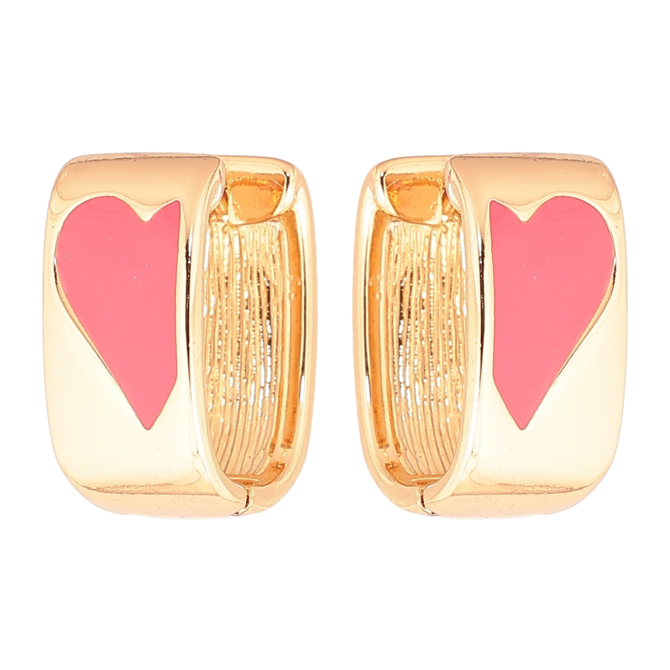 Сережки Xuping Позолота 18K колечка «Візерунок сердечка з рожевою емаллю» фото №7 Сережки Xuping Позолота 18K колечка «Візерунок сердечка з рожевою емаллю» фото №7