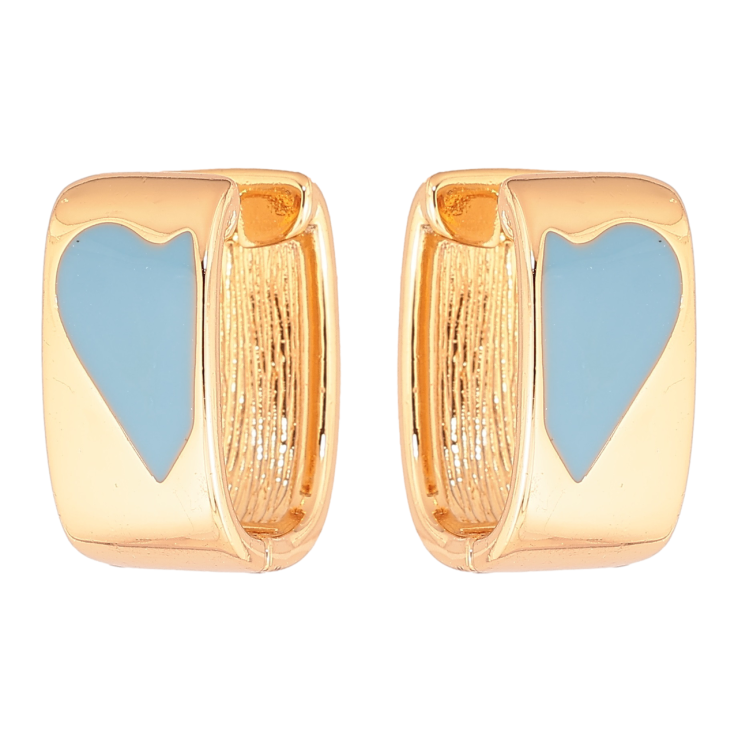 Сережки Xuping Позолота 18K колечка «Візерунок сердечка з блакитною емаллю» фото №2 Сережки Xuping Позолота 18K колечка «Візерунок сердечка з блакитною емаллю» фото №2