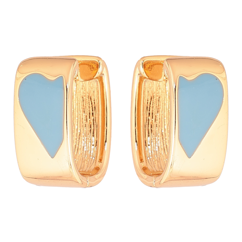 Сережки Xuping Позолота 18K колечка «Візерунок сердечка з блакитною емаллю» фото №1 Сережки Xuping Позолота 18K колечка «Візерунок сердечка з блакитною емаллю» фото №1