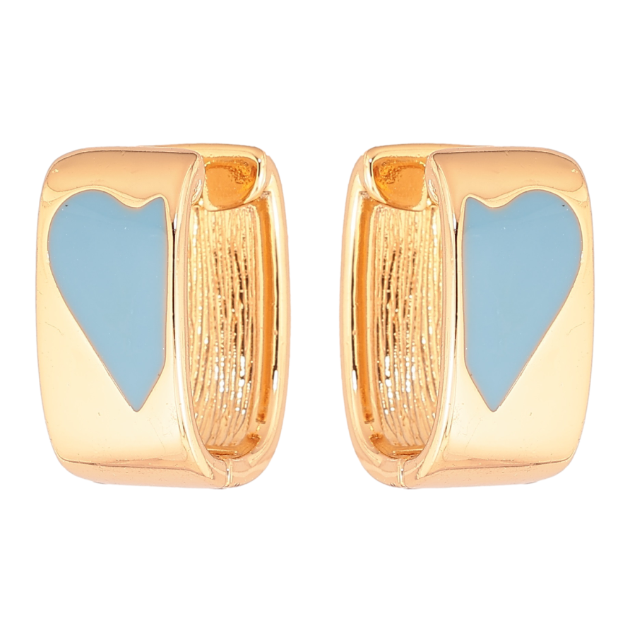 Сережки Xuping Позолота 18K колечка «Візерунок сердечка з блакитною емаллю» фото №1 Сережки Xuping Позолота 18K колечка «Візерунок сердечка з блакитною емаллю» фото №1