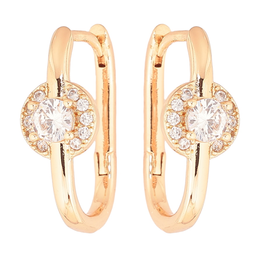 Сережки Xuping Позолота 18K колечка «Овальні з кристальним візерунком» фото №1