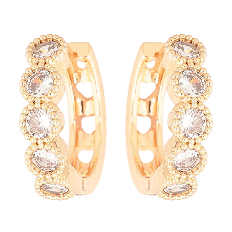 Сережки Xuping Позолота 18K колечка «Доріжки кристалів» фото №6 Сережки Xuping Позолота 18K колечка «Доріжки кристалів» фото №6