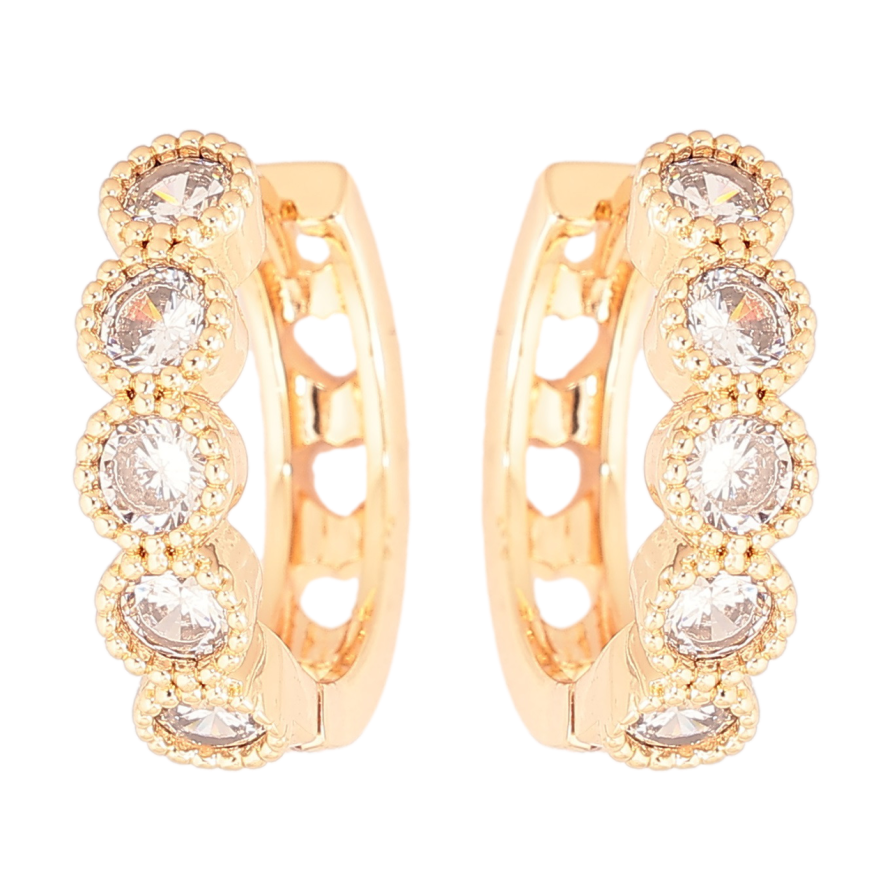 Сережки Xuping Позолота 18K колечка «Доріжки кристалів» фото №1 Сережки Xuping Позолота 18K колечка «Доріжки кристалів» фото №1