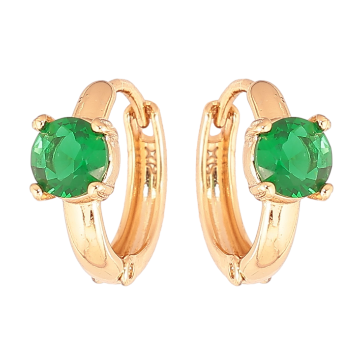 Серьги Xuping Позолота 18K колечки Зеленые кристаллы фото №5 Серьги Xuping Позолота 18K колечки Зеленые кристаллы фото №5