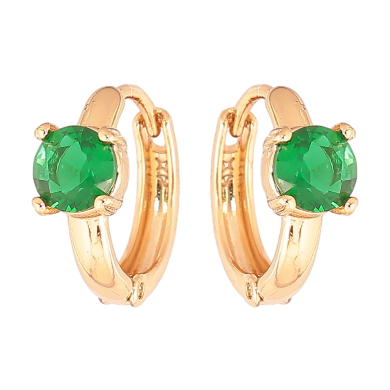 Серьги Xuping Позолота 18K колечки Зеленые кристаллы фото №1