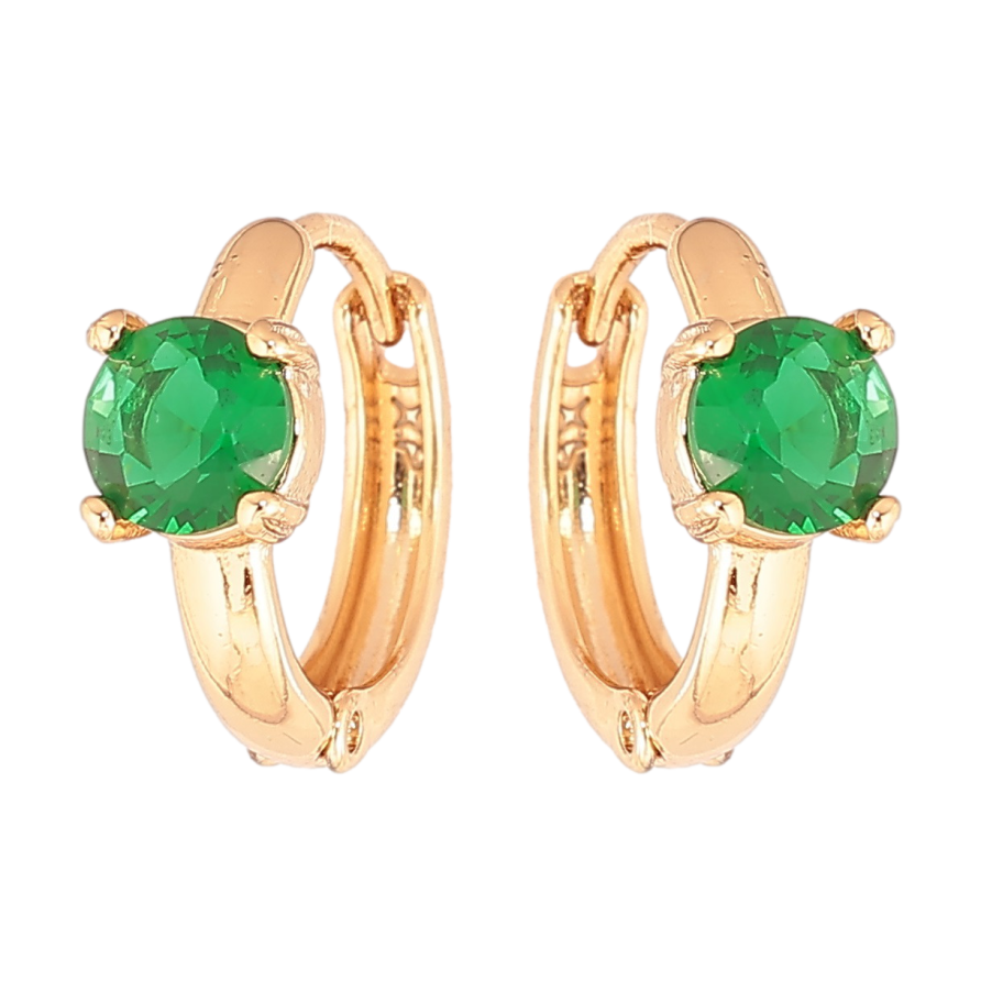 Серьги Xuping Позолота 18K колечки Зеленые кристаллы фото №1