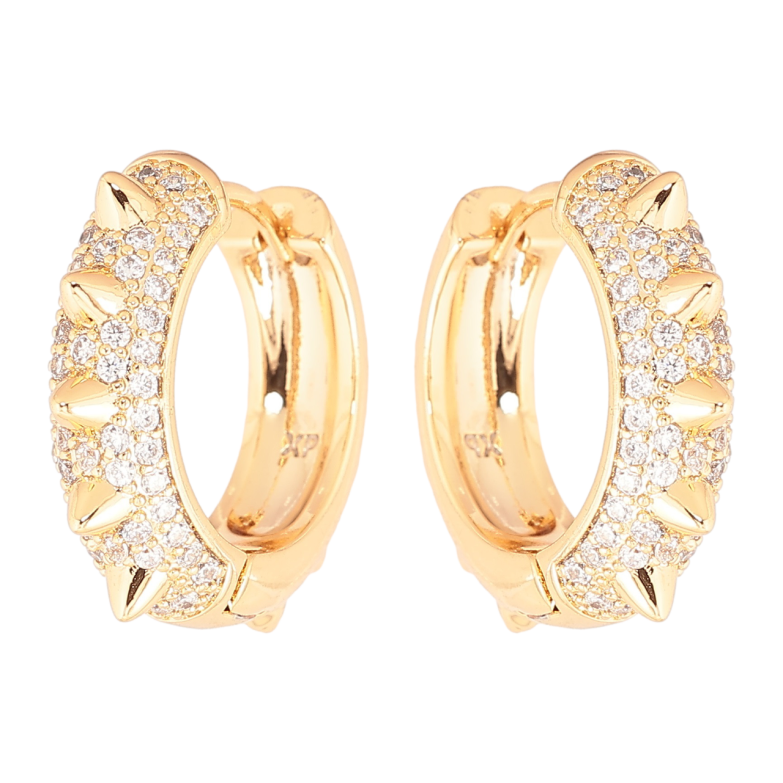 Сережки Xuping Позолота 18K колечка «Інкрустація кристалами з шипами» фото №1 Сережки Xuping Позолота 18K колечка «Інкрустація кристалами з шипами» фото №1