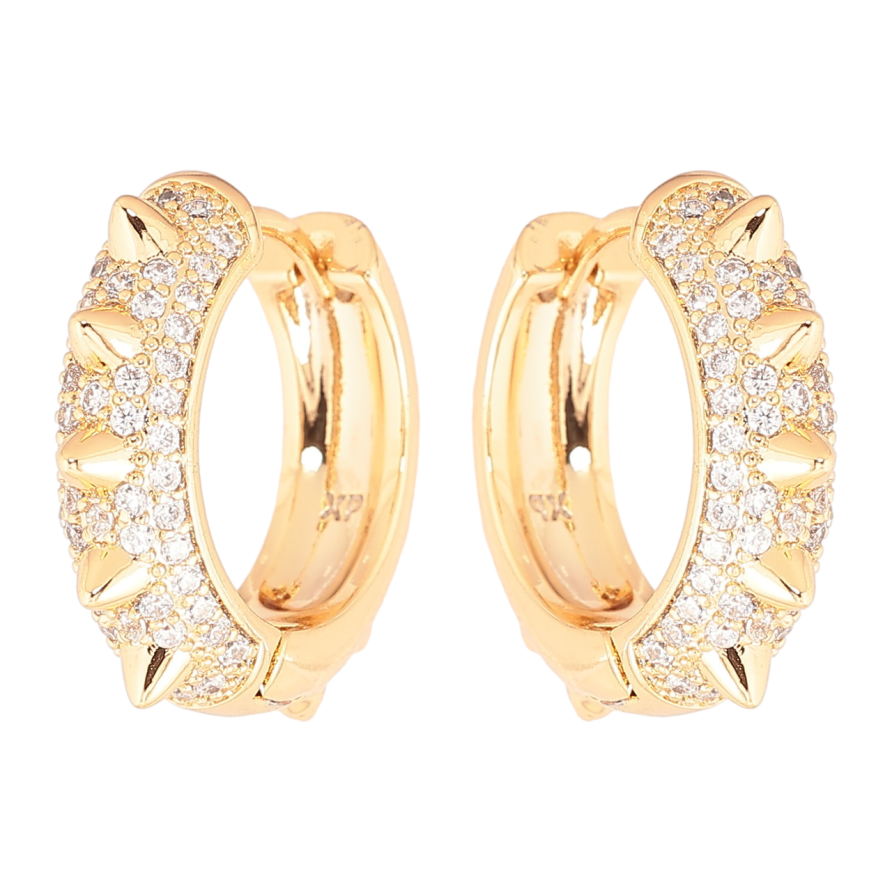 Сережки Xuping Позолота 18K колечка «Інкрустація кристалами з шипами» фото №1 Сережки Xuping Позолота 18K колечка «Інкрустація кристалами з шипами» фото №1