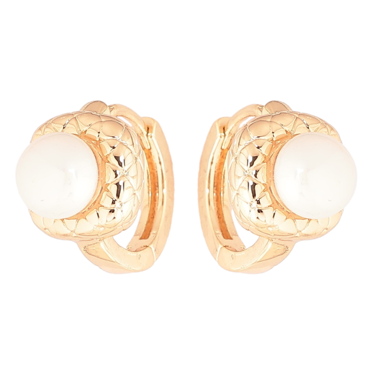 Серьги Xuping Позолота 18K колечки Жемчужины в декоративной оправе фото №8 Серьги Xuping Позолота 18K колечки Жемчужины в декоративной оправе фото №8
