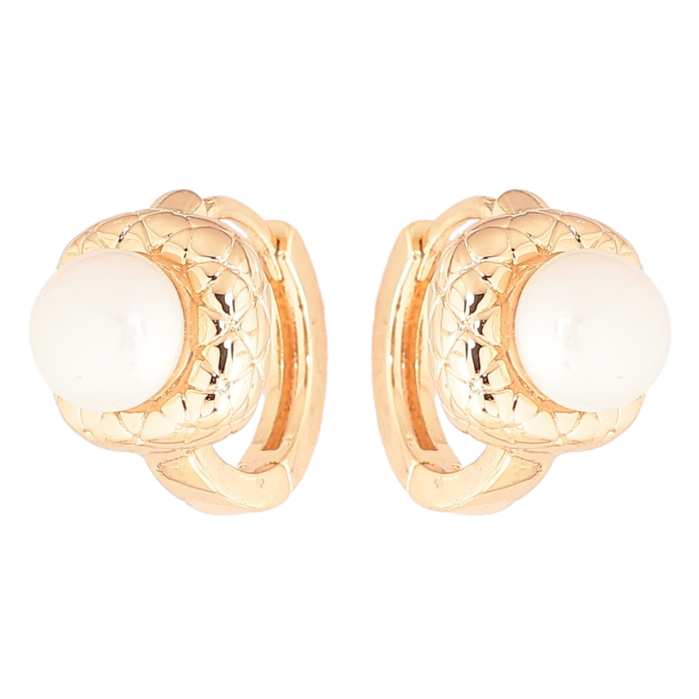 Серьги Xuping Позолота 18K колечки Жемчужины в декоративной оправе фото №1