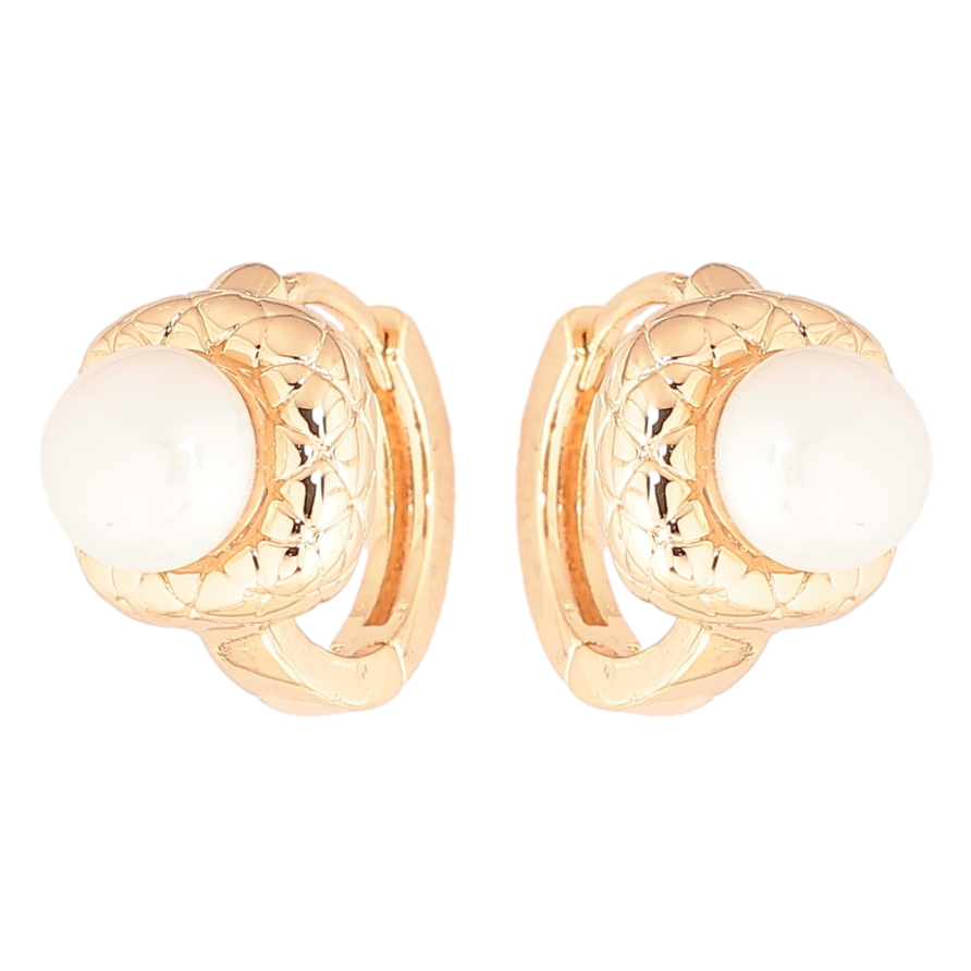 Серьги Xuping Позолота 18K колечки Жемчужины в декоративной оправе фото №1