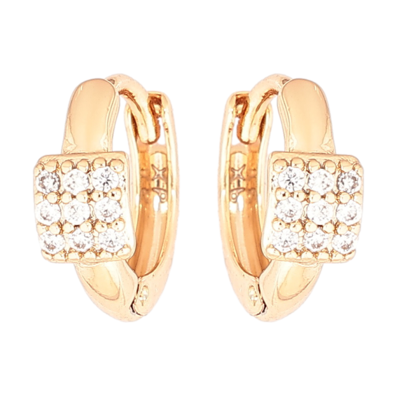 Серьги Xuping Позолота 18K колечки Узор с кристаллами фото №1 Серьги Xuping Позолота 18K колечки Узор с кристаллами фото №1