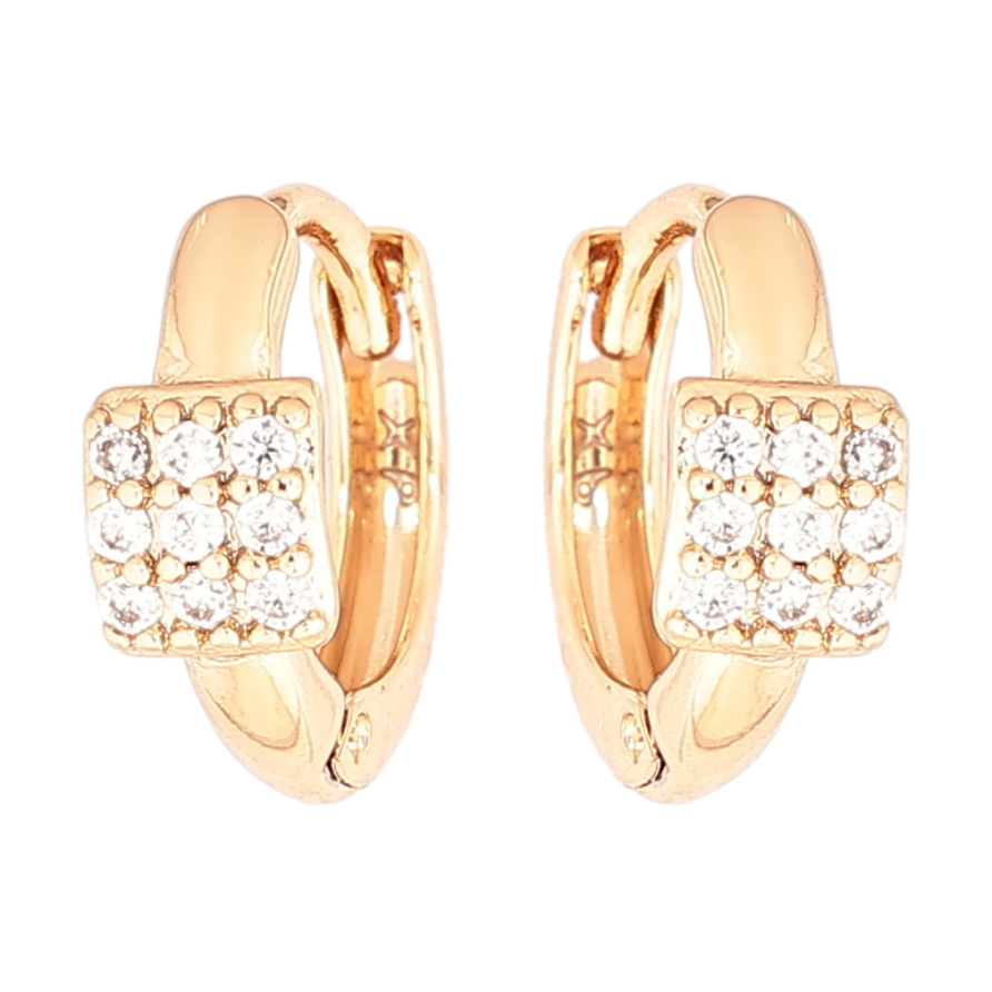 Сережки Xuping Позолота 18K колечка «Візерунок з кристалами» фото №1