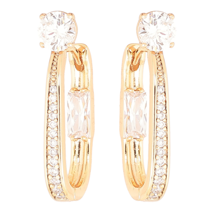 Сережки Xuping Позолота 18K колечка «Кристальні доріжки» фото №6 Сережки Xuping Позолота 18K колечка «Кристальні доріжки» фото №6