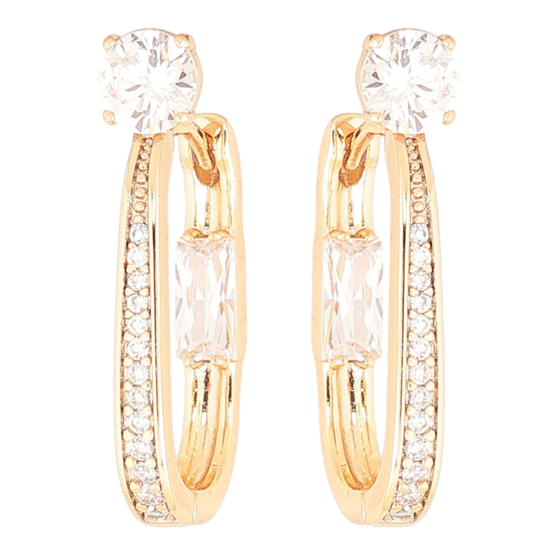 Сережки Xuping Позолота 18K колечка «Кристальні доріжки» фото №1 Сережки Xuping Позолота 18K колечка «Кристальні доріжки» фото №1