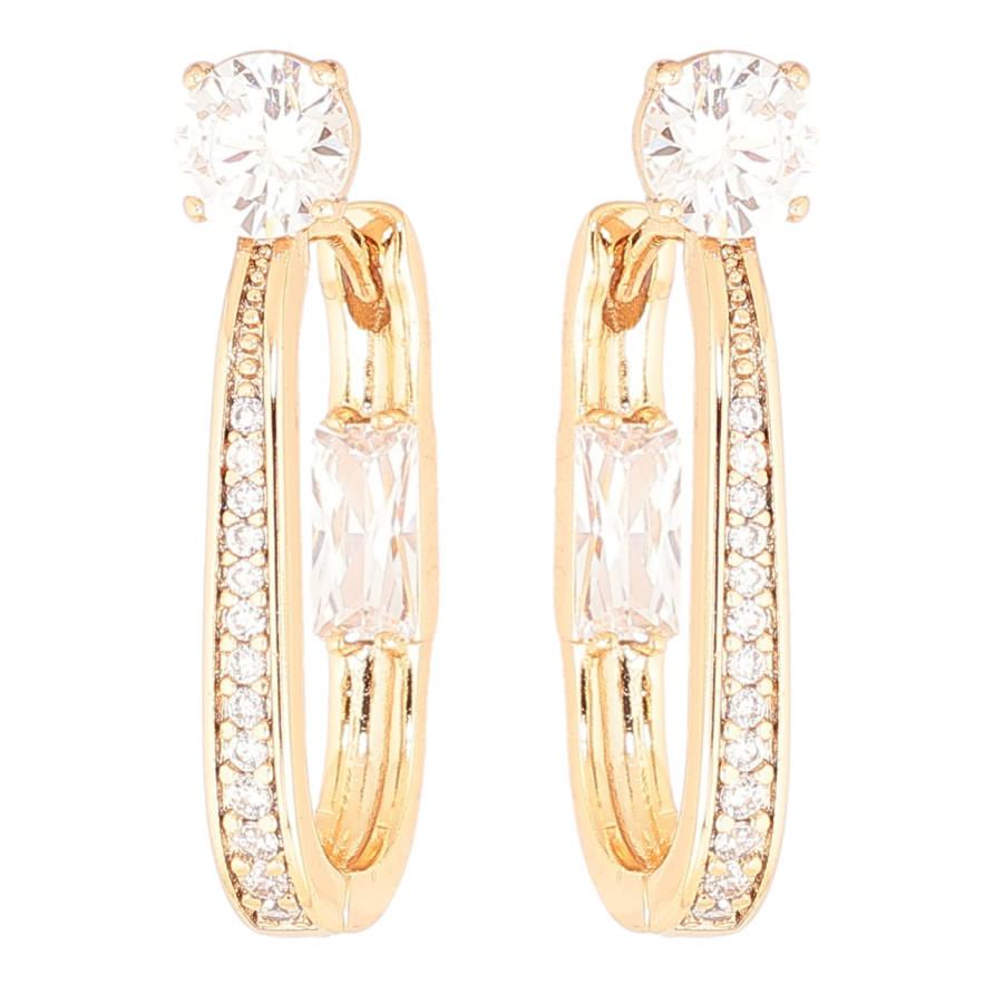 Сережки Xuping Позолота 18K колечка «Кристальні доріжки» фото №1 Сережки Xuping Позолота 18K колечка «Кристальні доріжки» фото №1