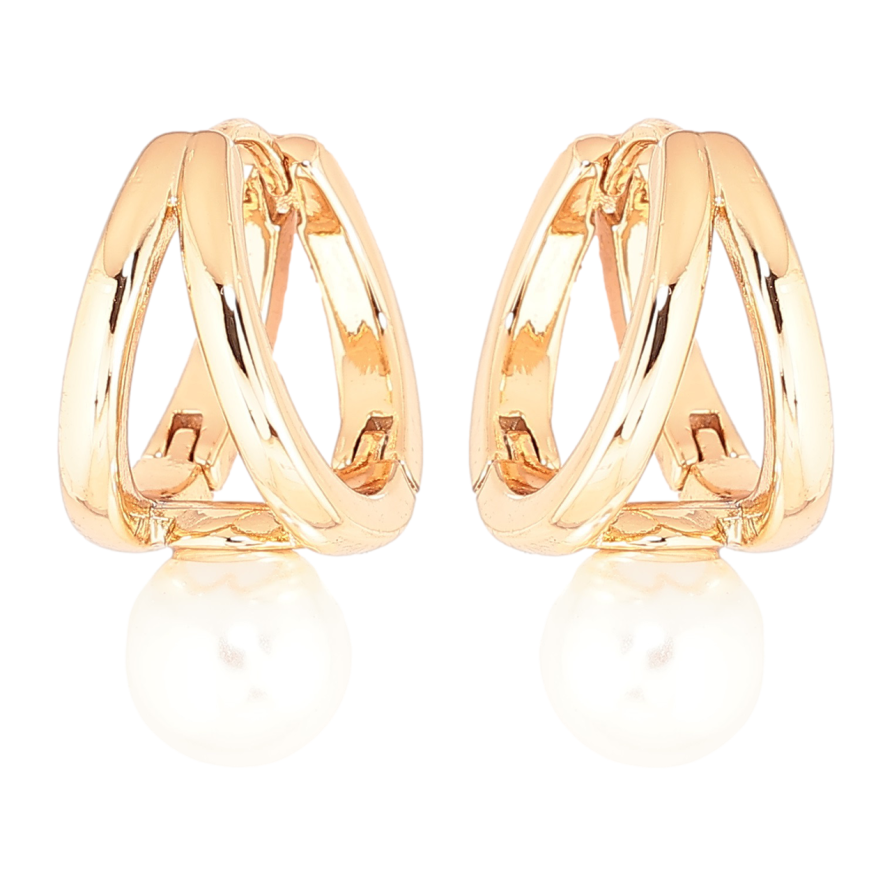 Сережки Xuping Позолота 18K колечка «Візерунок з перлинами» фото №1 Сережки Xuping Позолота 18K колечка «Візерунок з перлинами» фото №1