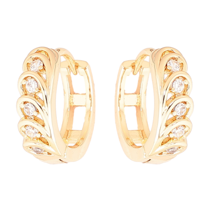 Сережки Xuping Позолота 18K колечка «Візерунок з кристалами» фото №9 Сережки Xuping Позолота 18K колечка «Візерунок з кристалами» фото №9