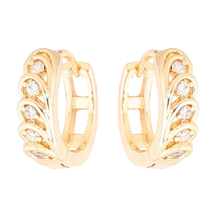 Сережки Xuping Позолота 18K колечка «Візерунок з кристалами» фото №1 Сережки Xuping Позолота 18K колечка «Візерунок з кристалами» фото №1