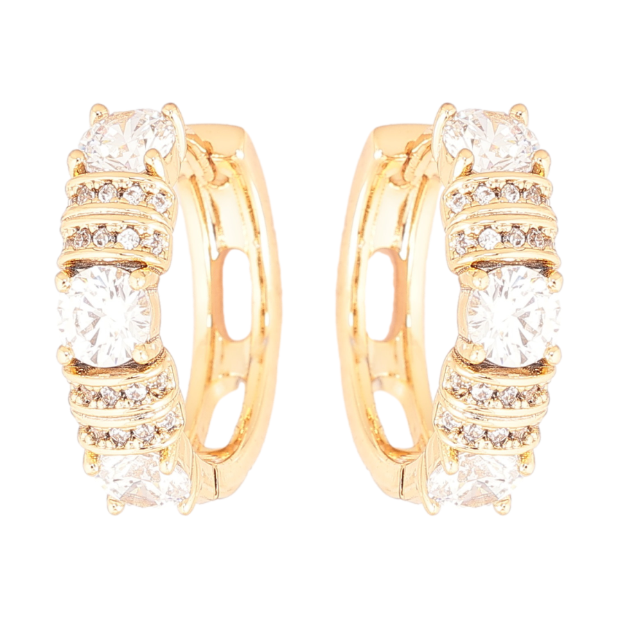 Сережки Xuping Позолота 18K колечка «Інкрустація кристалами» фото №1