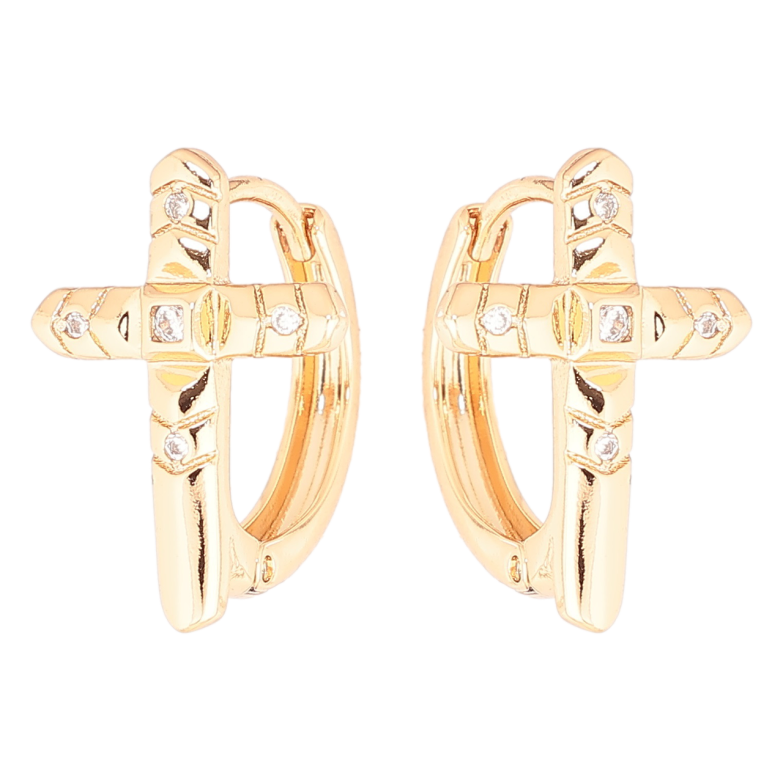 Серьги Xuping Позолота 18K колечки Крестики фото №1 Серьги Xuping Позолота 18K колечки Крестики фото №1