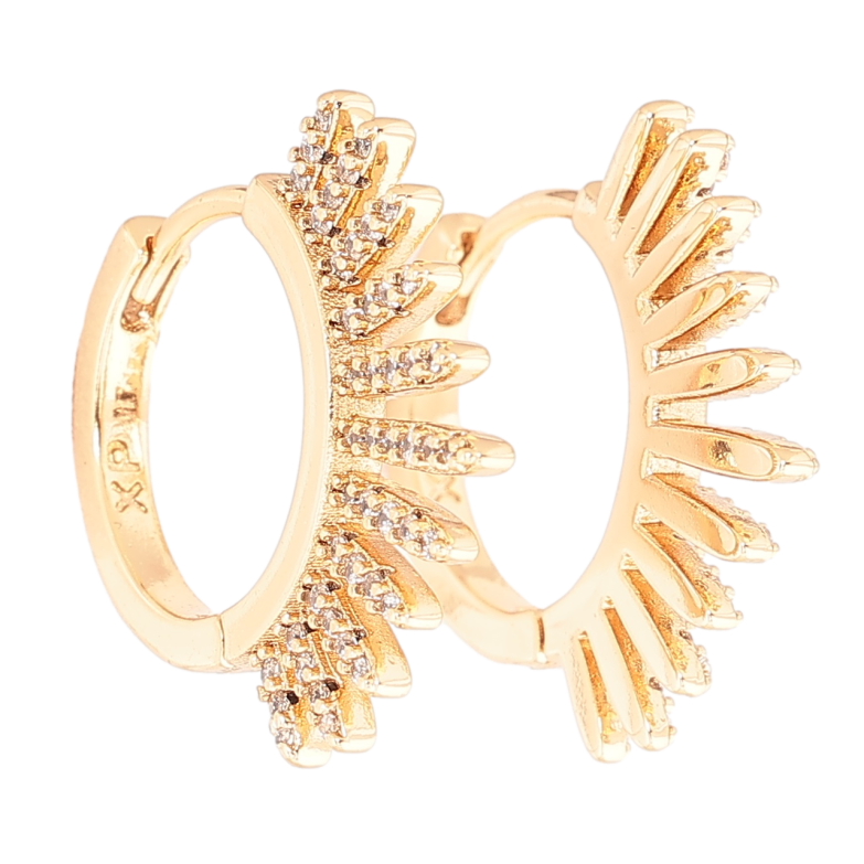 Серьги Xuping Позолота 18K колечки Лучистый боковой узор с кристаллами фото №1 Серьги Xuping Позолота 18K колечки Лучистый боковой узор с кристаллами фото №1