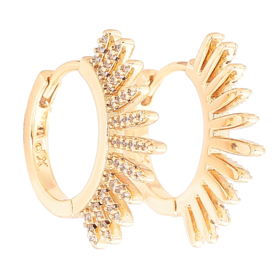 Сережки Xuping Позолота 18K колечка «Променистий бічний візерунок з кристалами» фото №1