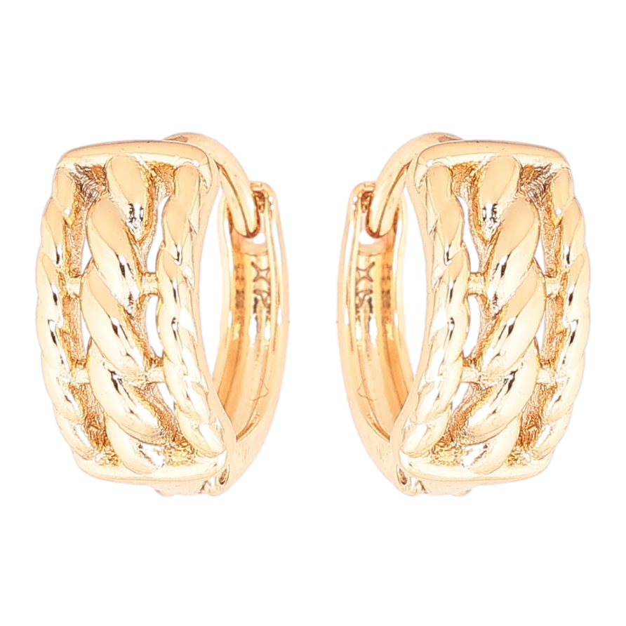 Сережки Xuping Позолота 18K колечка «Декоративний візерунок» фото №1 Сережки Xuping Позолота 18K колечка «Декоративний візерунок» фото №1