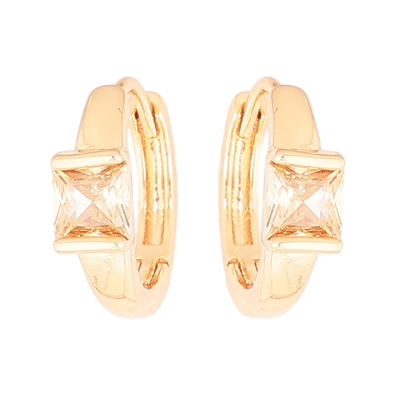 Серьги Xuping Позолота 18K колечки Вставки золотистые кристаллы фото №4