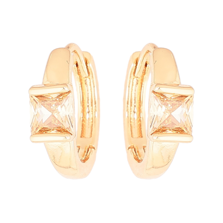 Сережки Xuping Позолота 18K колечка «Вставки золотисті кристали» фото №1