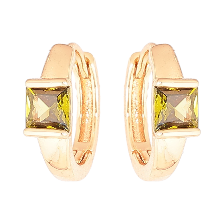 Сережки Xuping Позолота 18K колечка «Вставки зелені кристали» фото №2