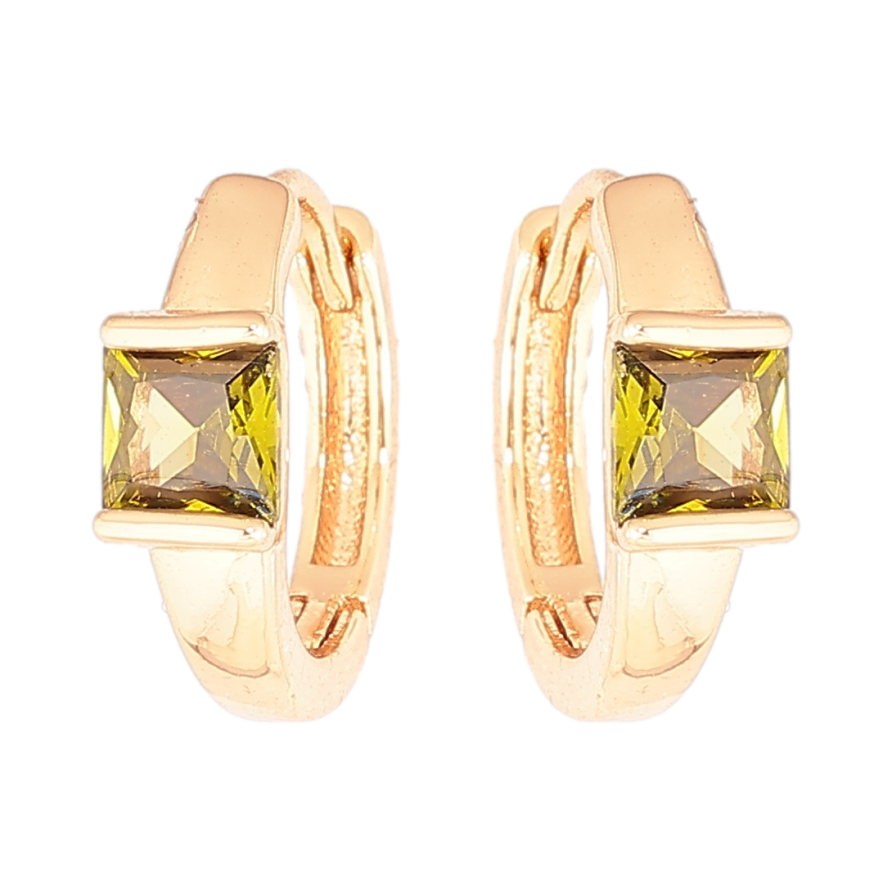 Сережки Xuping Позолота 18K колечка «Вставки зелені кристали» фото №1