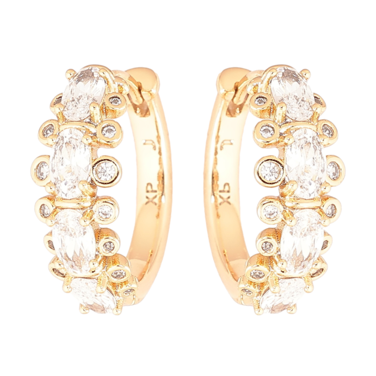 Сережки Xuping Позолота 18K колечка «Декоративний візерунок з кристалами» фото №8