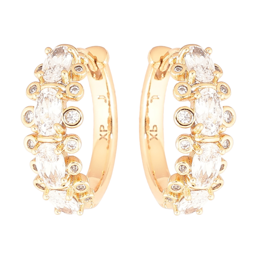 Сережки Xuping Позолота 18K колечка «Декоративний візерунок з кристалами» фото №1